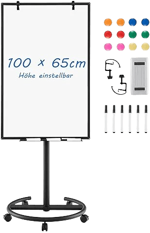 Flip Chart Stands Mobile Whiteboard, 90 x 60 CM Magnetic Whiteboard Stand
