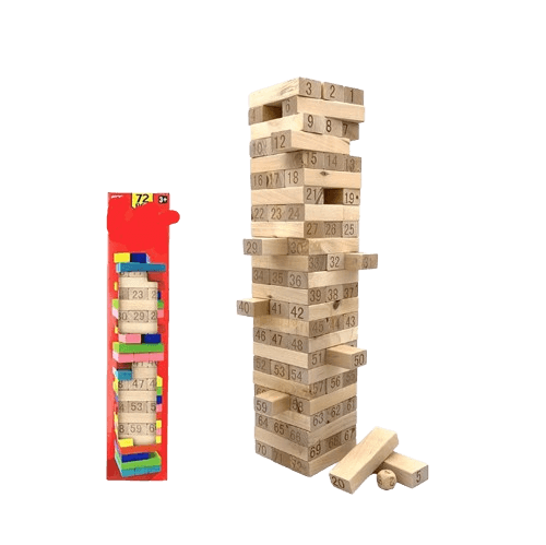 Wooden Block Tower Game 51 Rectangular Stacking Crashing Game Wood
